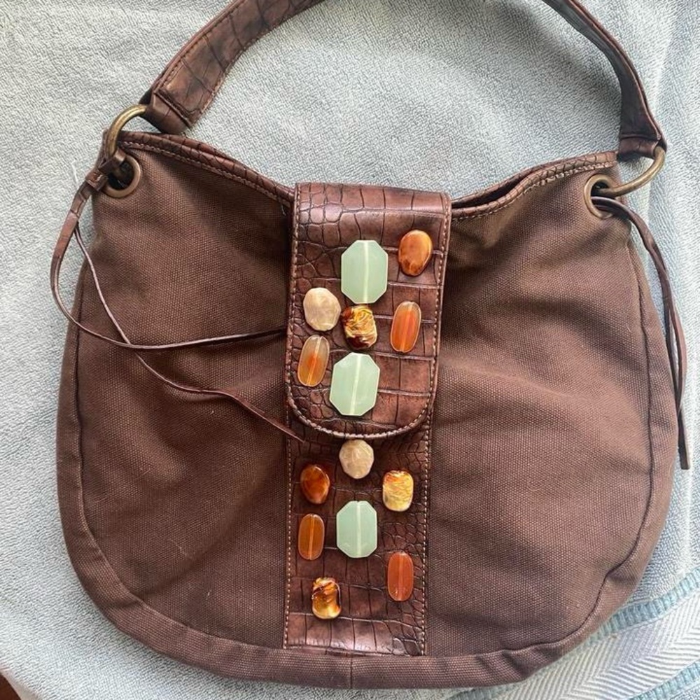 Brown Beaded Women's Bag
